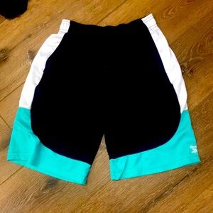 Cyan white and dark blue shorts